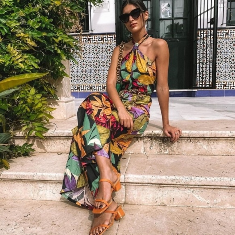 ZARA LONG PRINT JUMPSUIT - Picture 7 of 10